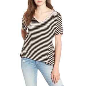 BP. Cotton Hem T-Shirt In Pink Sarah Stripe Size M relax fit